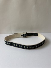 J. Crew Grosgrain Embroidered Seahorse Silver D Ring Loop Belt Womens Size Small