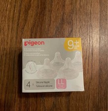 PIGEON Silicone Nipple LL with Latch-On Line, Natural Feel, 9 Months, 4 Count