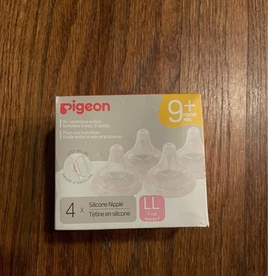 PIGEON Silicone Nipple (LL) with Latch-On Line, Natural Feel, 9+ Months, 4 Count