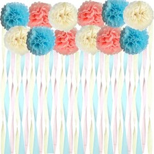 Dreamy Party Streamers Decorations Paper Pom Poms for Wedding Decor Birthday ...