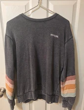 Rip Curl Sunseeker Crewneck Womens Striped Sweatshirt Size XS 70s Retro