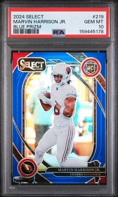 2024 Panini Select Marvin Harrison Jr. Rookie Blue Prizm /99 SP #219 (RC) PSA 10