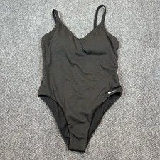 New Nike Swim Essentials V Neck One Piece Swimsuit L Black NESSF261-001
