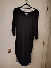 Black Ruched Rayon Dress with Side Ties Size 0X