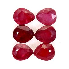 Pear Cut Natural Heated Blood Red Ruby Madagascar 5.20ct 6x5mm 6pcs Gemstone