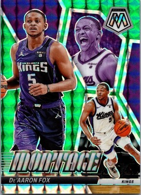 2023-24 Panini Mosaic #1 De'Aaron Fox Montage Mosaic Teal #/75