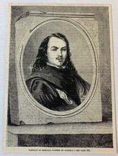 Gravure magazine 1882 ~ AUTOPORTRAIT D'ESTEBAN MURILLO ~ Baroque espagnol