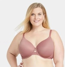 Women's Back Smoothing Bra - Auden Mauve 42DD: Full Coverage, Molded Cup, Wire