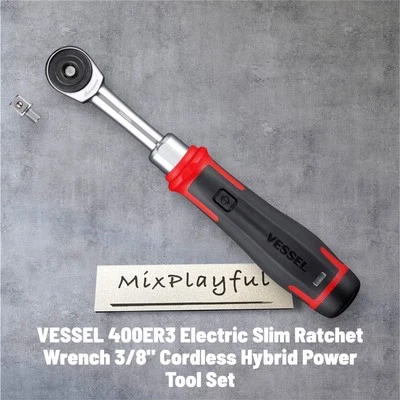 VESSEL 400ER3 Electric Slim Ratchet Wrench 3/8" Cordless Hybrid Power Tool Set