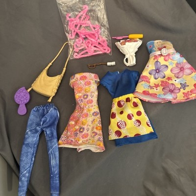 LOT OF Barbie floral Dress Genuine Mattel 3 Clothing Items & Other Random Item