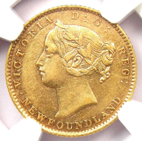 1881 Canada Newfoundland Victoria Gold $2 Coin - Certified NGC AU50 - Rare