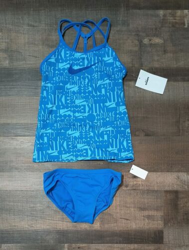 New! Girl's Nike 2 Piece Tankini Swimsuit Size Small 7/8