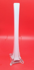 Jarrón floral de vidrio Torre Eiffel centro de mesa torre alta transparente y blanco 12"