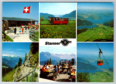 Stanserhorn Postcard 6300 ft Panorama Restaurant Trip Luzern Switzerland Vintage
