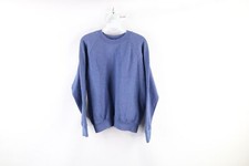 Vtg 90s Streetwear Womens Medium Faded Blank Crewneck Sweatshirt Heather Blue
