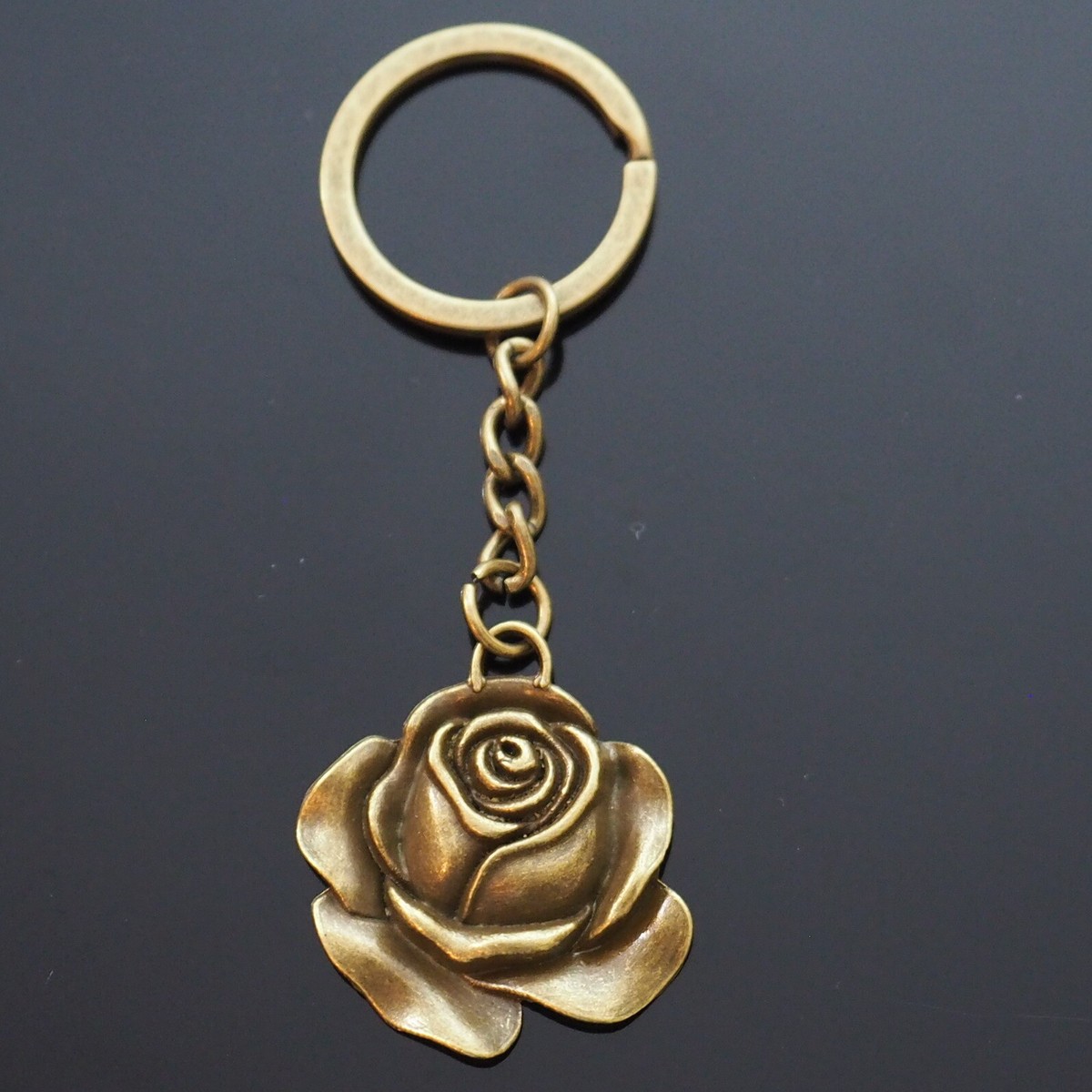Vintage Antique Bronze Color Rose Flower Petal Charm Pendant