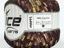 Truffle Ladder Yarn - Ice Brown Gold Ladder Trellis RR Ribbon Yarn 42715 50 gram