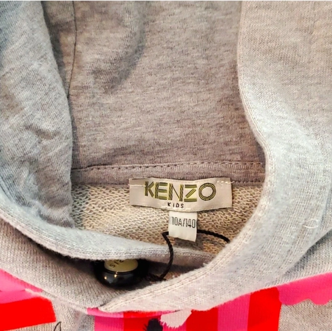 Kenzo Mini Abito Grigio per Bambini con Felpa e Cappuccio Taglia 10Y