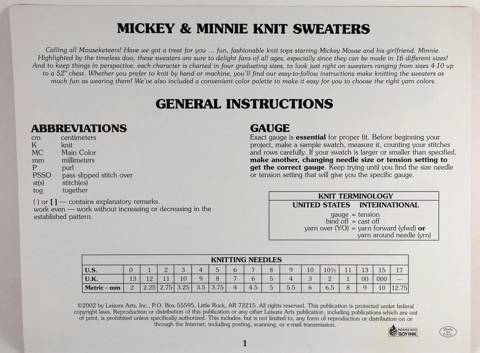 Disney Mickey Minnie Suéteres Tejidos Patrones Niños Adultos Mano y Máquina Instruir Foto 4 de 4