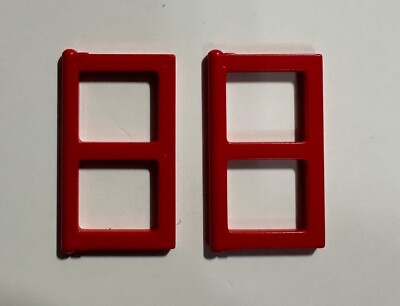 Lego 2x 3854 Pane for Window 1 x 2 x 3, Red, New