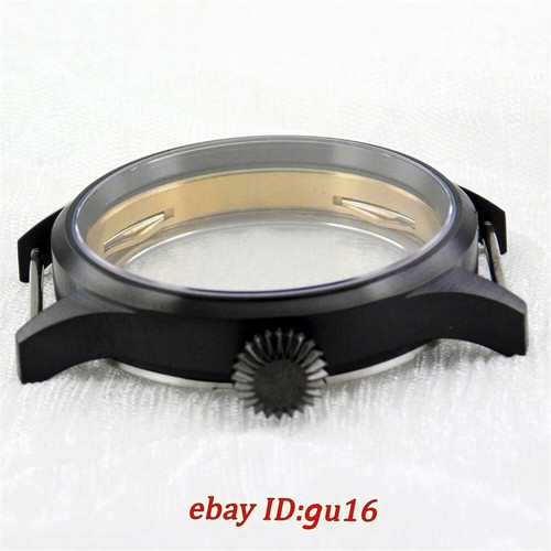 43mm Cristal Zafiro Negro PVD Estuche Reloj Ajustado ETA 6497/6498, ST36 Movimiento P214 - Imagen 4 de 4