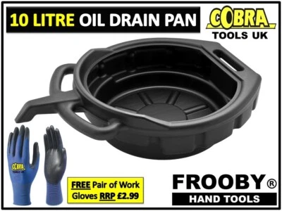 COBRA 10 LITRE WIDE OIL DRAIN PAN BRAKE CLUTCH FLUID LUBRICANT UNDER VEHICLE CONTAINER
