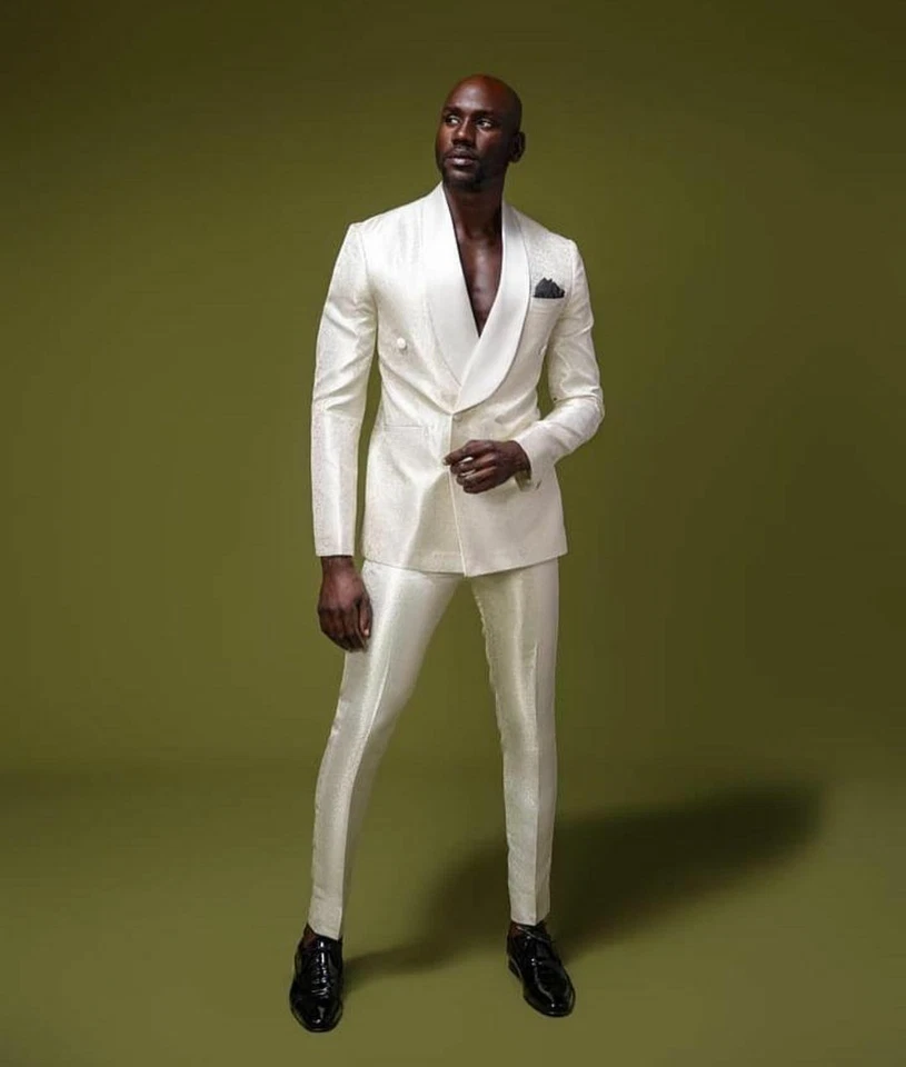 Blazer de hombre vintage de esmoquin blanco chal solapa doble botonadura 44r 46r 48r  Foto 2 de 4