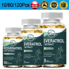 1200Mg Resveratrol Capsules Anti-Aging Antioxidants, Brain Support, Radiant Skin