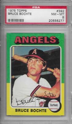 1975 TOPPS BASEBALL RC Bruce Bochte #392 PSA 8 NM-MT California Angels SET BREAK