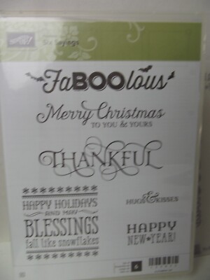 Stampin' Up Six Sayings HTF Boo Thankful Christmas Blessings Love Retired 139852