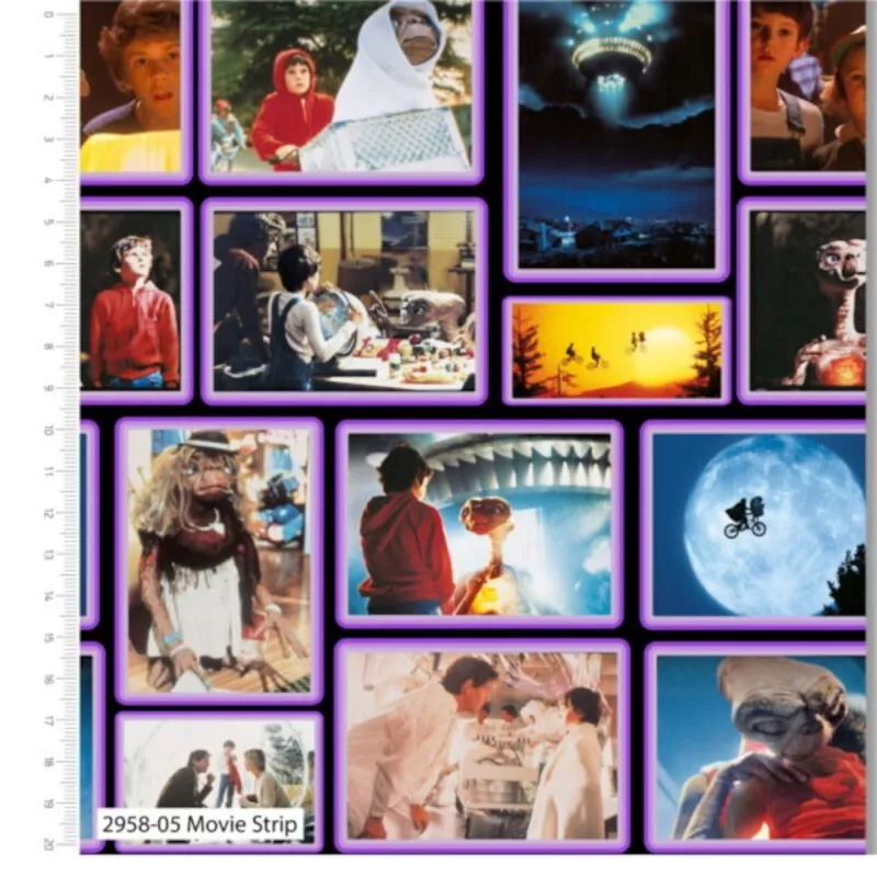 100 Cotton Fabric E.T Movie Strip Collage Squares eBay