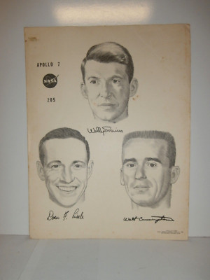 Schirra, Eisele, Cunningham APOLLO 7 Facsimile Autographed MFA Poster Sheet