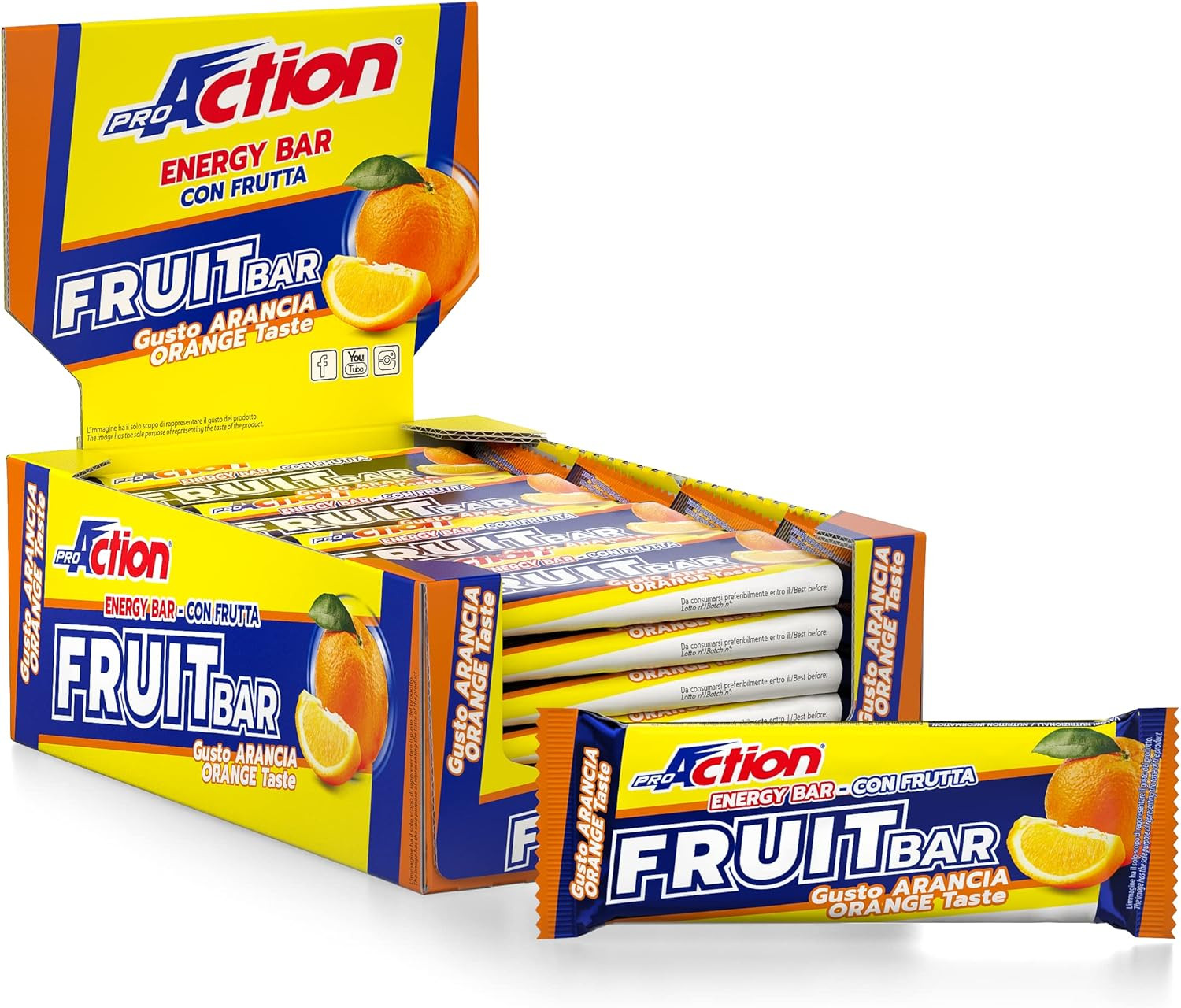 Fruit Bar Arancia ProAction 24 Barrette 40g - Energia Naturale Sport