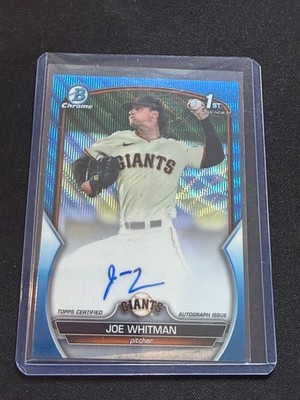 2023 Topps Bowman Chrome - 1st Bow - Joe Whitman - Blue Wave Refractor Auto /150