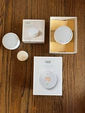 Two Nest Thermostat E Thermostats and One Temperature Sensor - White (T4000ES) 