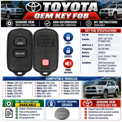 MINT OEM Toyota Keyless Entry Remote Fob BAB237131-056 RS3000 RS3200 08191-00922 - product listing photo