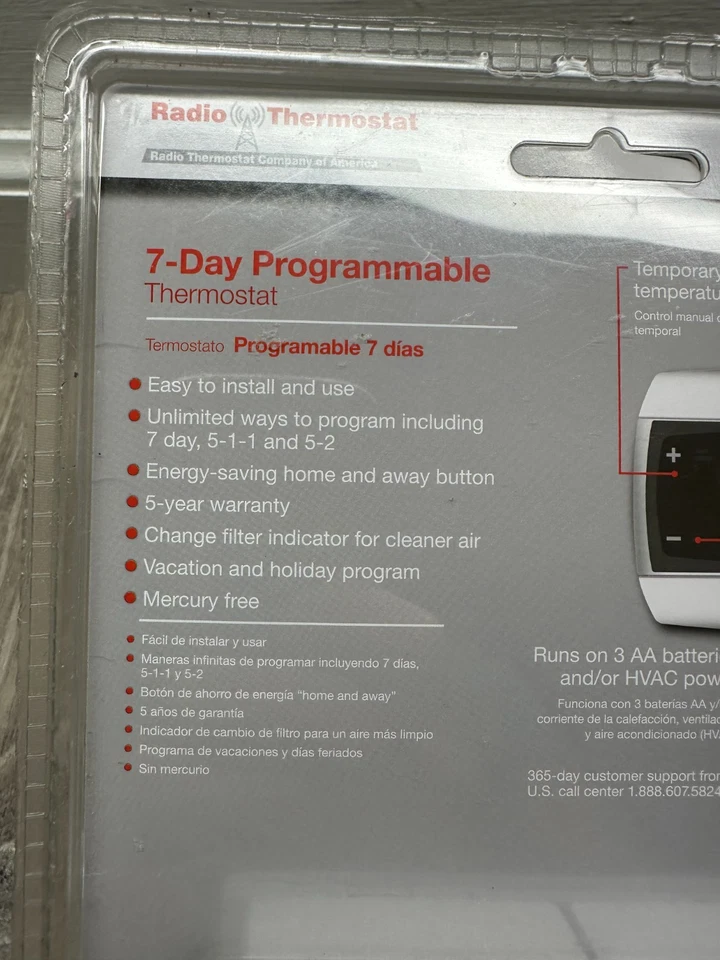 Radio Thermostat T22 7 Day Programmable Thermostat - White - Image 4 of 4