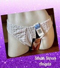 VINTAGE OLGA 20032 WHITE SIMPLY PERFECT LACE HI-KINI PANTIES MEDIUM NWT