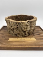 De Colección MCM Mediados de Siglo Marrón Corteza Real Corcho de Portugal Maceta Cuenco Contenedor Ovalado