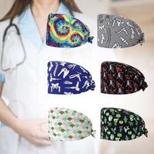 Scrub Cap Tie Back Head Cove Female Male Hospital Hat Nurses Hats for Workers