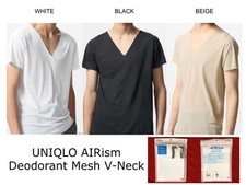 UNIQLO AIRism Deodorant Mesh V-Neck T-shirt Dry, Deodorant, and Cool Touch men's