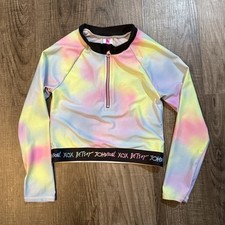 Betsy Johnson Long Sleeve 1/4 Zip Tie Dye Swimsuit Top Girls Sz 10