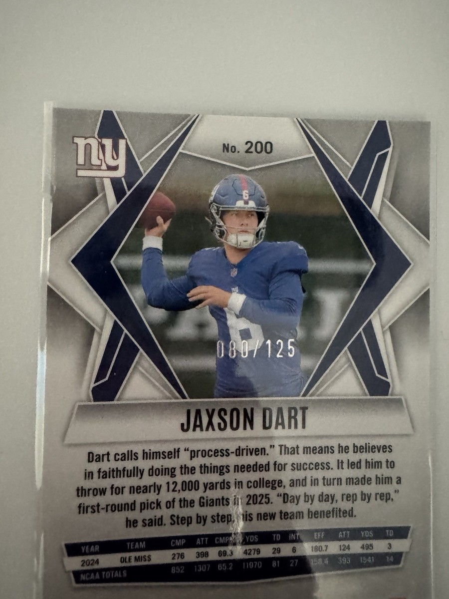 2025 Phoenix Football NY Giants Jaxson Dart Yellow Lava RC /125