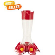Clear Glass Hummingbird Feeder - 16 oz, Built-In Ant Moat  Bee Protection