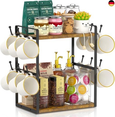 EsLuker.ly 2 Tier Tassenhalter und Tassenständer, Tassenregal für Kaffeetassen, 