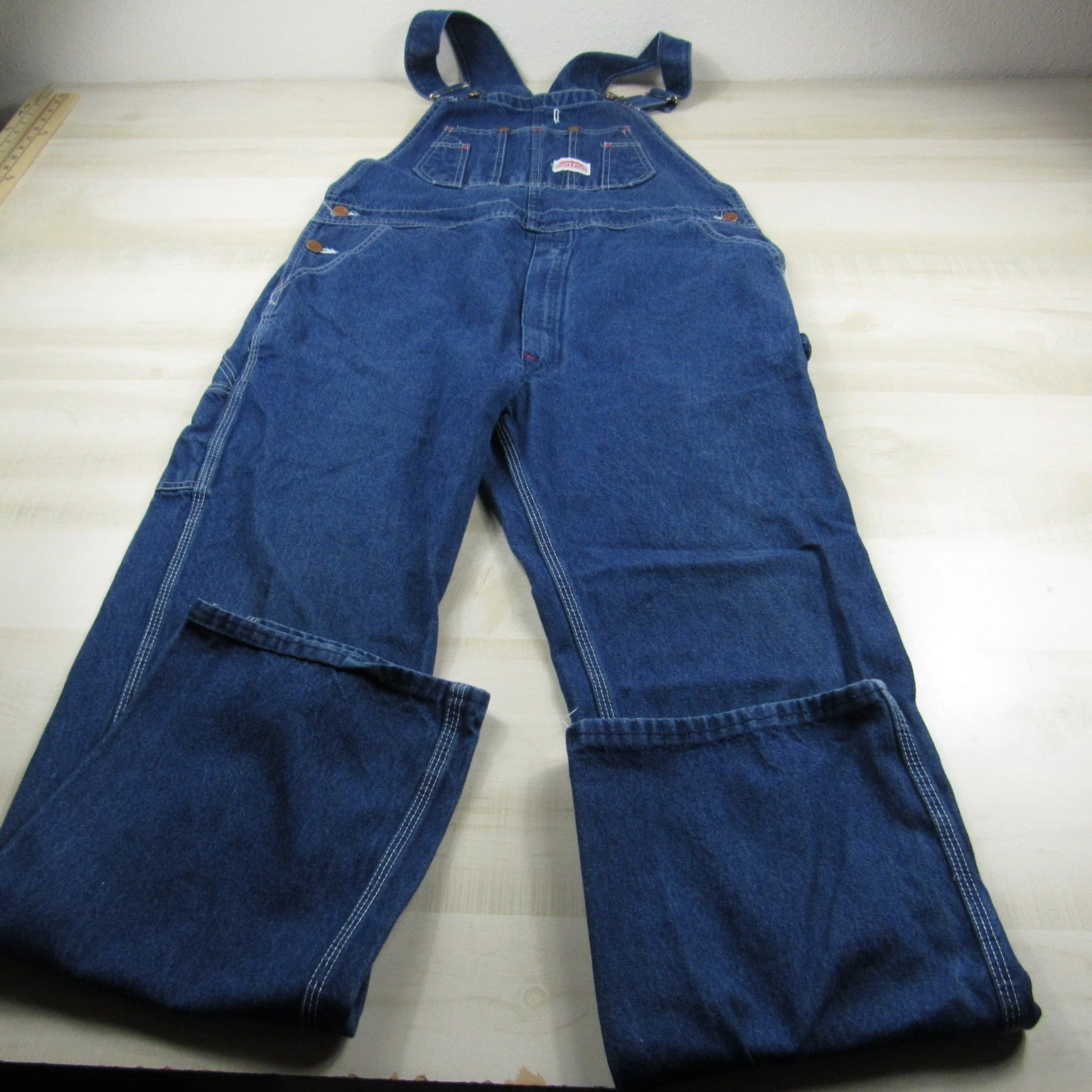 Round House Overalls Men 38x32 Blue Denim Workwear Outdoor Bib USA Made Denim