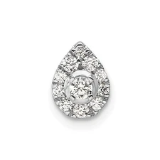 14k White Gold 1/3 Ct Lab Grown Diamond Pear Chain Slide Pendant Gift for Mother