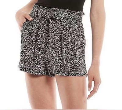 EUC Jolt Mini Leopard Print Paperbag Waist Shorts (JUNIORS) XL BLACK/WHITE