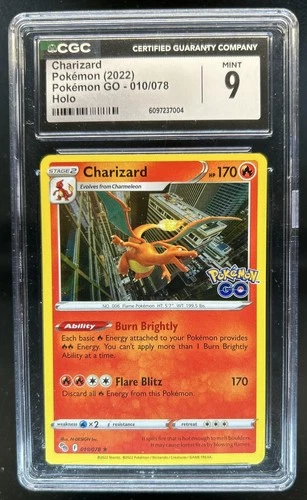 2022 Pokemon SWSH Pokemon GO Charizard Holo #010/078 CGC 9