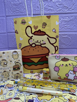 POMPOMPURIN Sanrio Geschenktüte süß Notizbuch Handtasche Gummistift Bleistift Textmarker